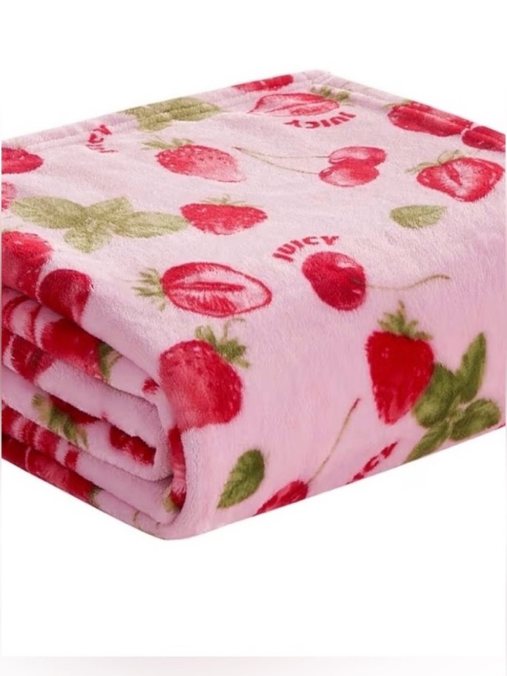 Juicy couture strawberry throw plush blanket NWT